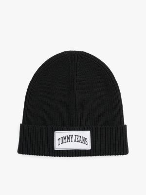 schwarz varsity beanie mit logo für damen - tommy jeans