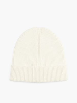 white varsity logo beanie for women tommy jeans