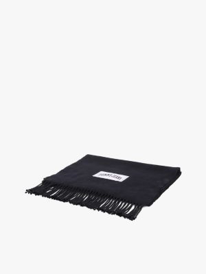 black varsity logo fringe scarf for women tommy jeans