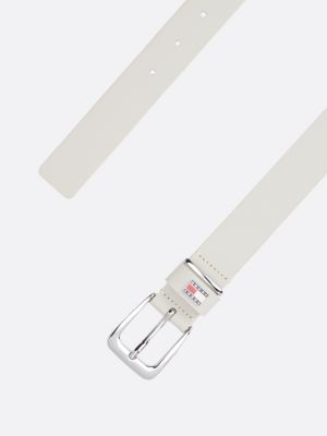 cintura in pelle con placchetta sul passante white da donne tommy jeans