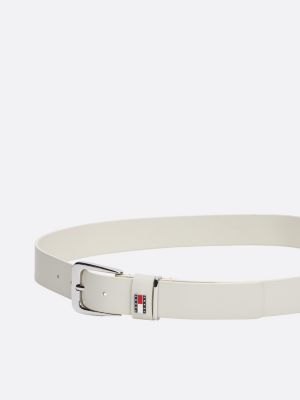 white plaque keeper leather belt for women tommy jeans