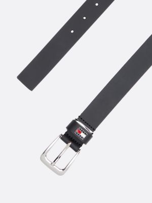 black plaque keeper leather belt for women tommy jeans