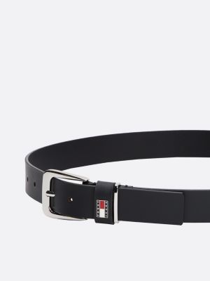 black plaque keeper leather belt for women tommy jeans