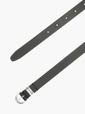 black oval buckle leather belt for women tommy jeans