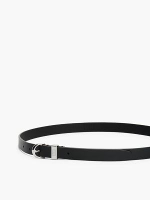 black oval buckle leather belt for women tommy jeans