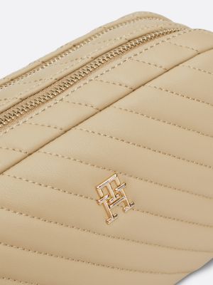 beige th monogram quilted camera bag for women tommy hilfiger