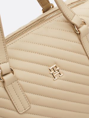 borsa tote trapuntata con monogramma th beige da donne tommy hilfiger