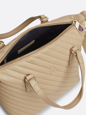 borsa tote trapuntata con monogramma th beige da donne tommy hilfiger