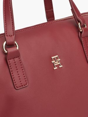 borsa tote con monogramma th rosso da donne tommy hilfiger