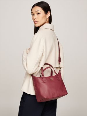 rot tote-bag mit th-monogramm für damen - tommy hilfiger