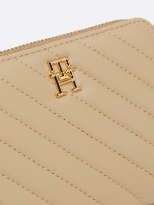 beige quilted zip-around wallet for women tommy hilfiger