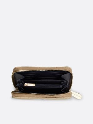 beige quilted zip-around wallet for women tommy hilfiger