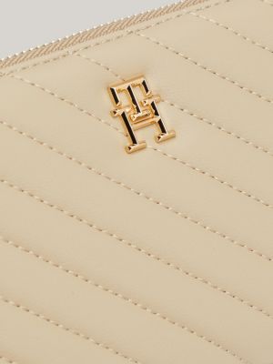 beige quilted zip-around wallet for women tommy hilfiger