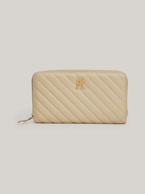 Chic TH Monogram Medium Zip-Around Wallet | Beige | Tommy Hilfiger