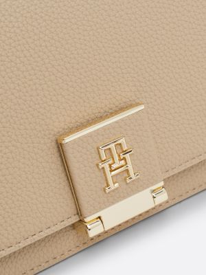 borsa a tracolla con monogramma th beige da donne tommy hilfiger