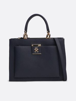 borsa tote color block con monogramma th blue da donne tommy hilfiger