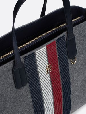 borsa tote in misto lana con monogramma th grigio da donne tommy hilfiger