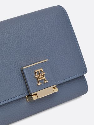 cartera plegable con monograma th azul de mujeres tommy hilfiger