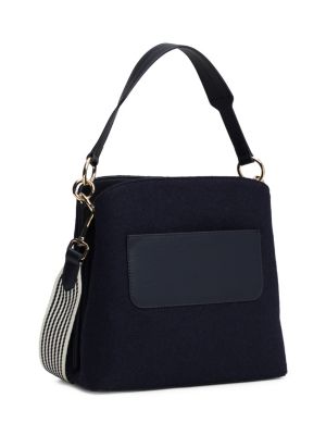 blauw bucket bag van wolmix met th-monogram voor dames - tommy hilfiger