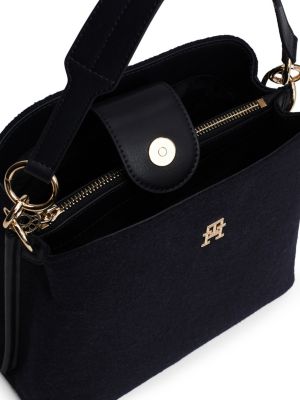 blauw bucket bag van wolmix met th-monogram voor dames - tommy hilfiger