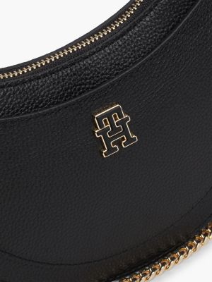 sac porté épaule en cuir à bandoulière chaîne noir pour femmes tommy hilfiger