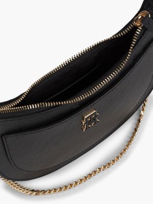 sac porté épaule en cuir à bandoulière chaîne noir pour femmes tommy hilfiger