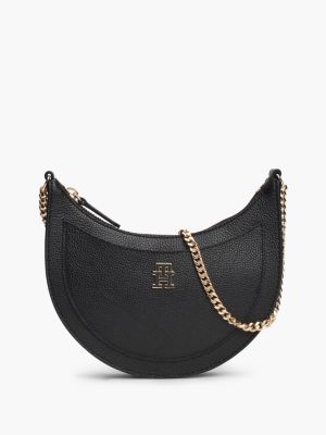 black chain strap leather shoulder bag for women tommy hilfiger