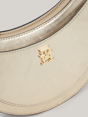 borsa in pelle metallizzata beige da donne tommy hilfiger