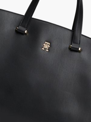 borsa tote con monogramma th nero da donne tommy hilfiger