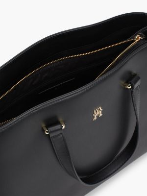 borsa tote con monogramma th nero da donne tommy hilfiger