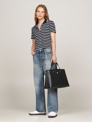 black th monogram tote for women tommy hilfiger