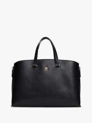 black th monogram tote for women tommy hilfiger