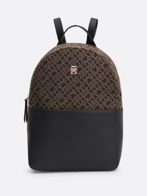 Jacquard rugzak met bol design en TH monogram Bruin Tommy Hilfiger