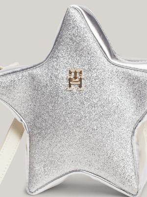 borsa a tracolla bambina con glitter grigio da bambine tommy hilfiger