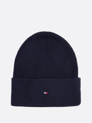 blau beanie und handschuhe mit flag im geschenkset für damen - tommy hilfiger