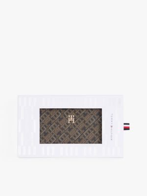 black th monogram zip-around wallet for women tommy hilfiger