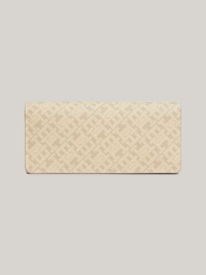 beige th monoplay chain flap clutch for women tommy hilfiger