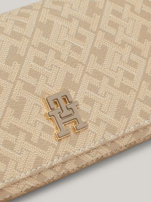 beige th monoplay chain flap clutch for women tommy hilfiger