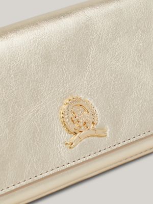 pochette in pelle metallizzata con catenella bianco da donne tommy hilfiger