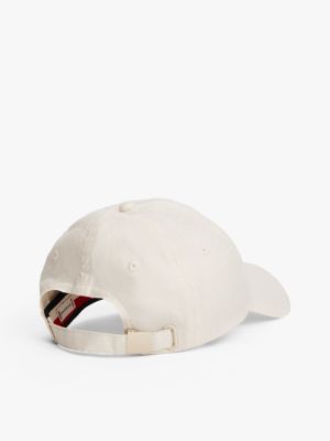 weiß essential cap aus leinen mit flag-stickerei für damen - tommy hilfiger