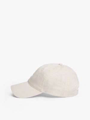 weiß essential cap aus leinen mit flag-stickerei für damen - tommy hilfiger