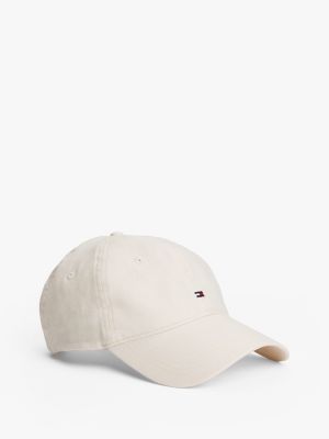 white essential cap aus leinen mit flag-stickerei für damen - tommy hilfiger
