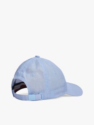 blue essential flag embroidery linen baseball cap for women tommy hilfiger