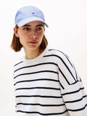 blue essential flag embroidery linen baseball cap for women tommy hilfiger