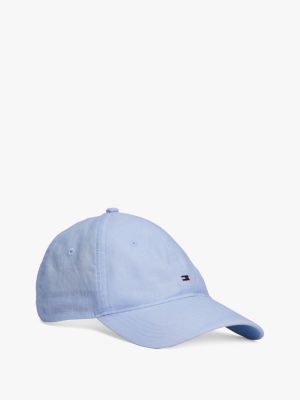 blau essential cap aus leinen mit flag-stickerei für damen - tommy hilfiger