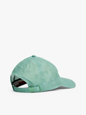 blau essential cap aus leinen mit flag-stickerei für damen - tommy hilfiger