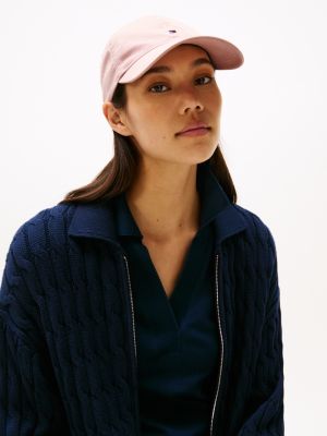 pink essential flag embroidery baseball cap for women tommy hilfiger