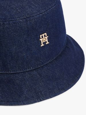 blau chic fischerhut aus denim für damen - tommy hilfiger