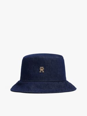 blue stylowy denimowy kapelusz typu bucket dla kobiety - tommy hilfiger