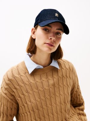 blau chic baseball-cap aus denim für damen - tommy hilfiger